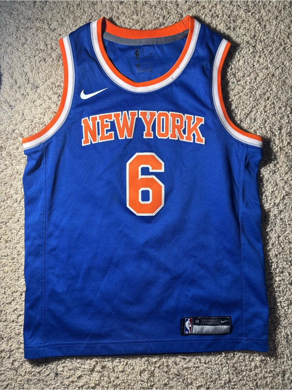 Nike Blue & Orange New York #6 Basketball Jersey